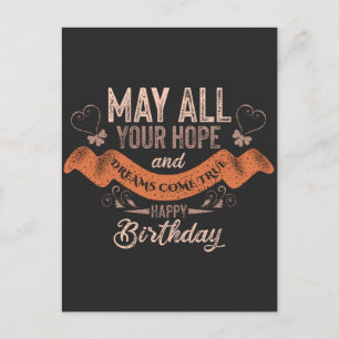 Vintage Motivational Happy birthday wishes Postcard