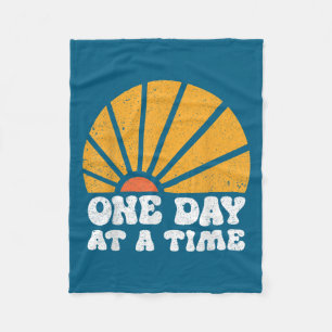 Vintage Motivational One Day At A Time Insrational Fleece Blanket