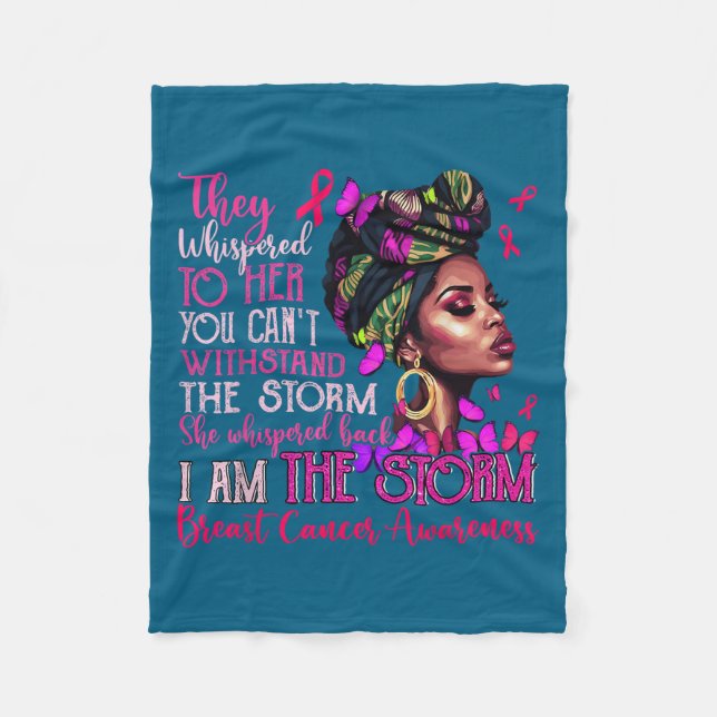 Vintage Motivational Suprt Breast Cancer Awareness Fleece Blanket (Front)