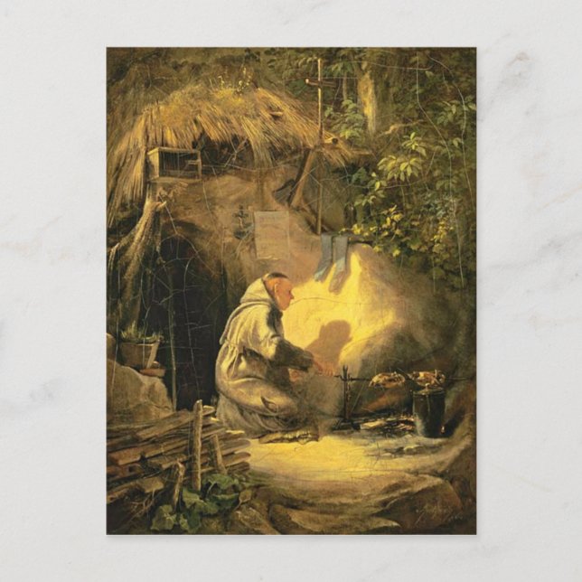 Vintage, Motive - Hermit Grilling Chicken Postcard (Front)