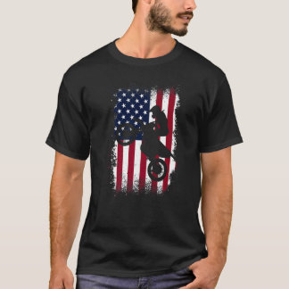 Vintage Motocross  American Flag Bike Biker Boys M T-Shirt