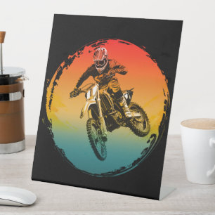 vintage motocross dirt bike rider motorcycle pedestal sign