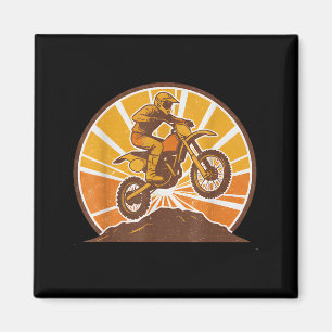 Vintage Motocross Rider Dirt Bike Jump Off Road Su Magnet