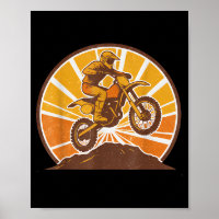 Vintage Motocross Rider Dirt Bike Jump Off Road Su