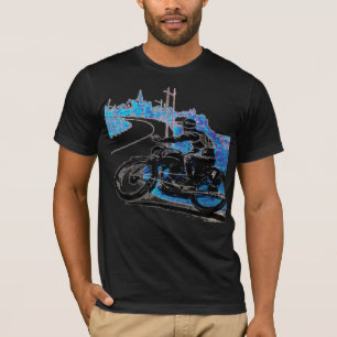 Vintage Motor Bike Race - Blue T-Shirt