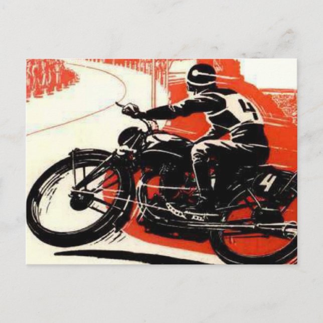 Vintage Motor Bike Race Postcard (Front)