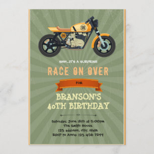 Vintage motorbike adult birthday invitation