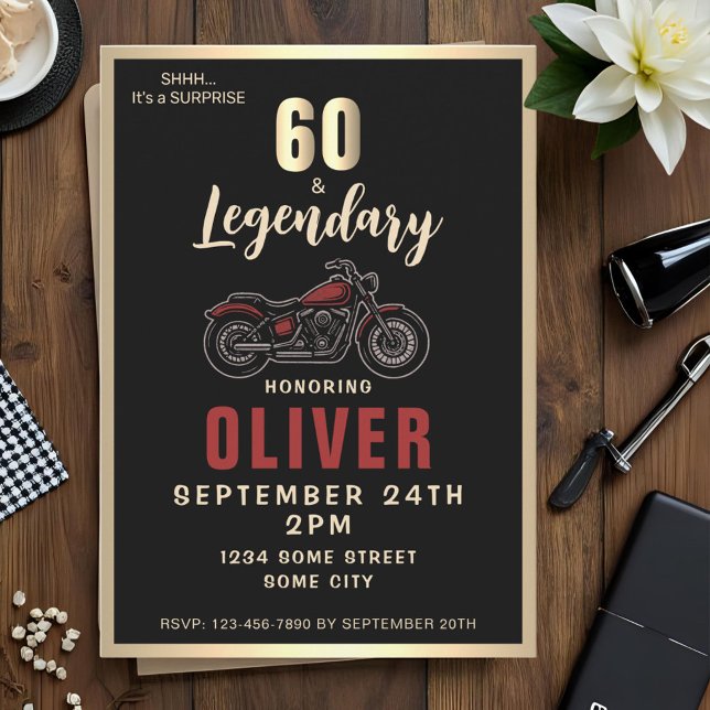 Vintage Motorcycle 60th Birthday Bike Party Invitation (Creator Uploaded)
