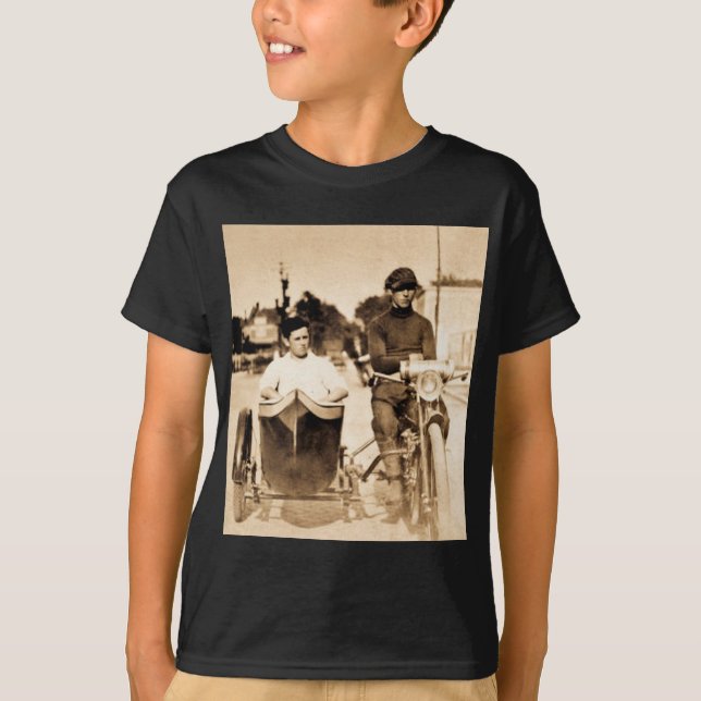 Vintage Motorcycle and Side Car Old School Cool T-Shirt (Front)
