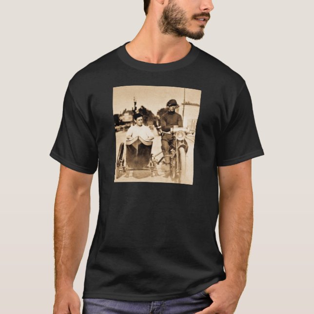 Vintage Motorcycle and Side Car Old School Cool T-Shirt (Front)