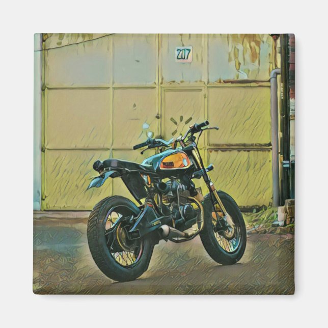 Vintage motorcycle art magnet (Front)