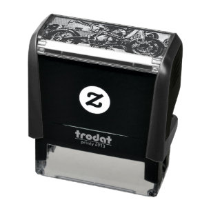 vintage motorcycle artwork self-inking stamp
