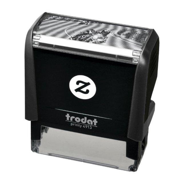 vintage motorcycle artwork self-inking stamp (Product)