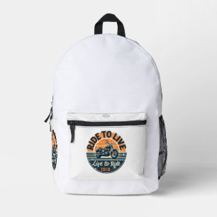 "Vintage Motorcycle Backpack Ride to Live-1918