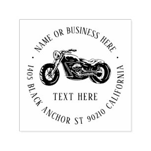 Vintage Motorcycle Biker Name and Return Address Self-inking Stamp