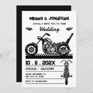 Vintage Motorcycle biker Wedding Invitation