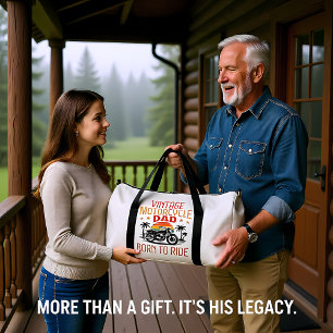 Vintage Motorcycle Dad Born To Ride Duffle Bag