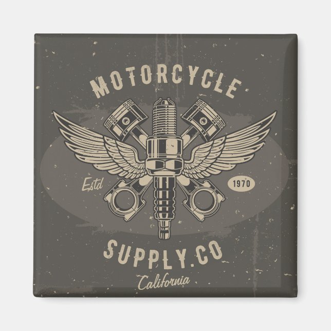 Vintage Motorcycle Design Magnet (Front)