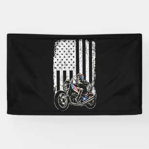 Vintage Motorcycle - Detailed With American Flag Banner