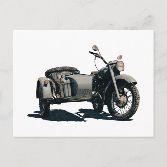 Vintage Motorcycle Drawing Postcard (Front)