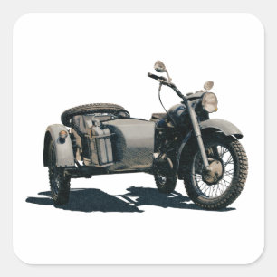Vintage Motorcycle Drawing Square Sticker