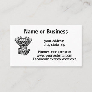 Vintage motorcycle engine business card