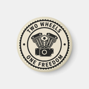 Vintage Motorcycle Engine Freedom Emblem Magnet
