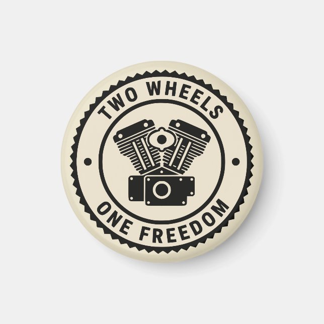 Vintage Motorcycle Engine Freedom Emblem Magnet (Front)