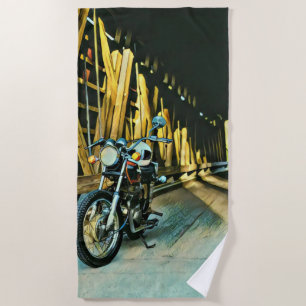 Vintage motorcycle gift beach towel