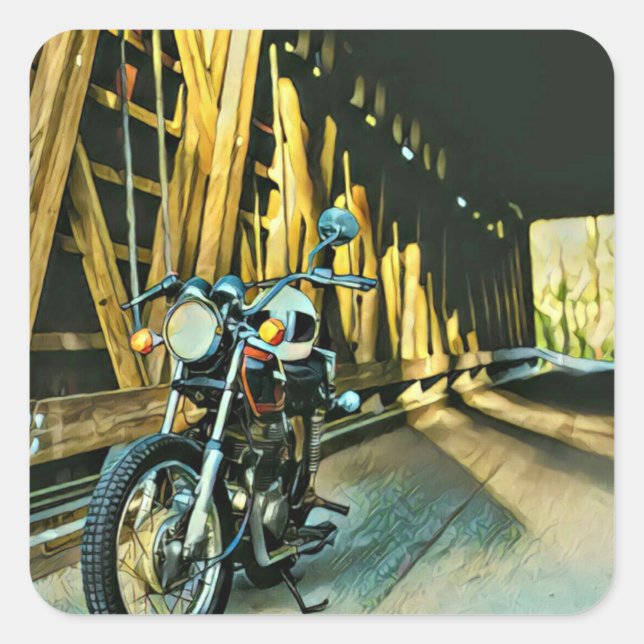 Vintage motorcycle gift square sticker (Front)