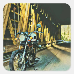 Vintage motorcycle gift square sticker