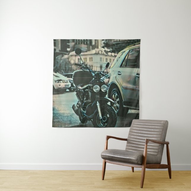 Vintage motorcycle gift tapestry (In Situ)