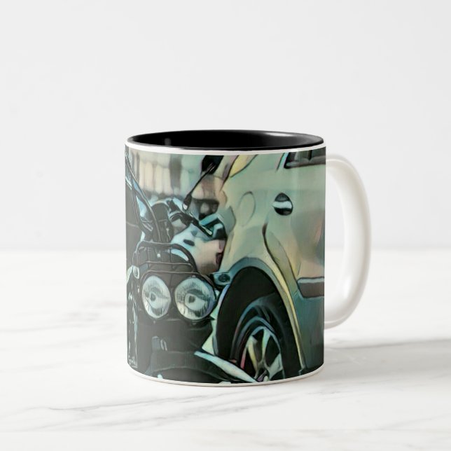 Vintage motorcycle gift Two-Tone coffee mug (Front Right)