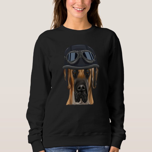 Vintage Motorcycle Helmet Brown Great Dane Sweatshirt (Front)