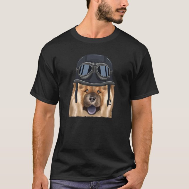 Vintage Motorcycle Helmet Chow Chow T-Shirt (Front)