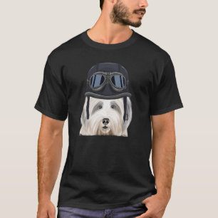 Vintage Motorcycle Helmet Old English Sheepdog T-Shirt