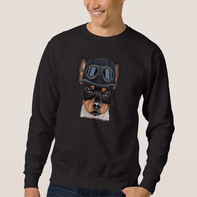 Vintage Motorcycle Helmet Toy Fox Terrier Sweatshirt (Front)