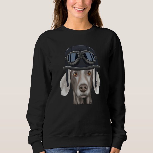 Vintage Motorcycle Helmet Weimaraner Sweatshirt (Front)