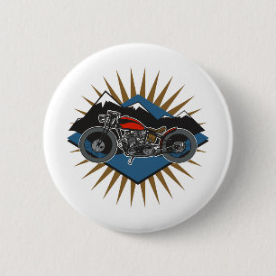 Vintage Motorcycle Mountain Scene 6 Cm Round Badge