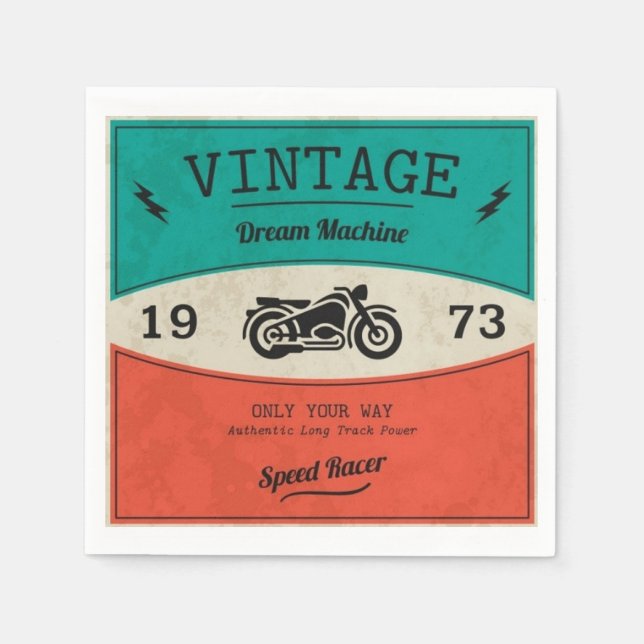 Vintage Motorcycle Paper Napkin (Front)