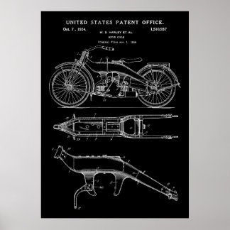 vintage motorcycle patent 1924 poster