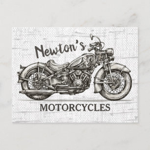 Vintage Motorcycle Personalised NAME Biker Garage Postcard