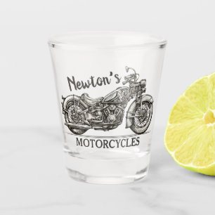 Vintage Motorcycle Personalized NAME Biker Garage Shot Glass