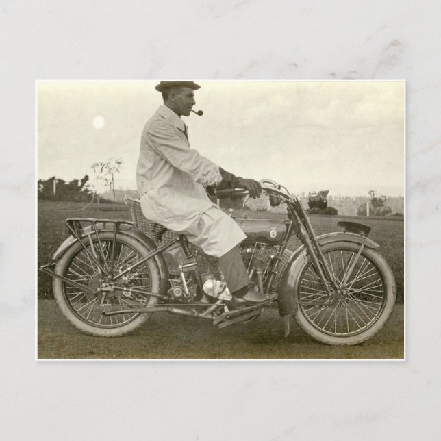 Vintage motorcycle photo circa 1915 postcard (Front)