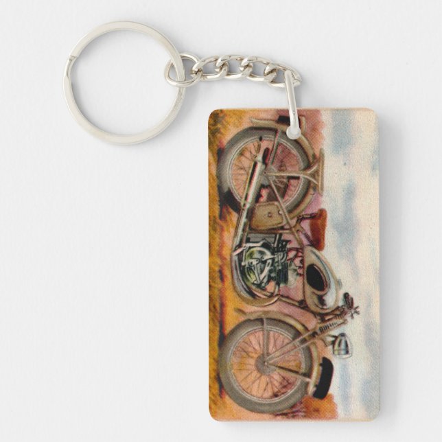 Vintage Motorcycle Print Key Ring (Front)