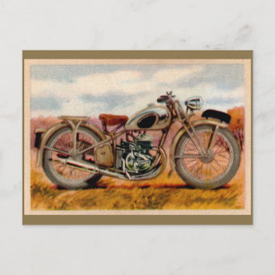 Vintage Motorcycle Print Postcard