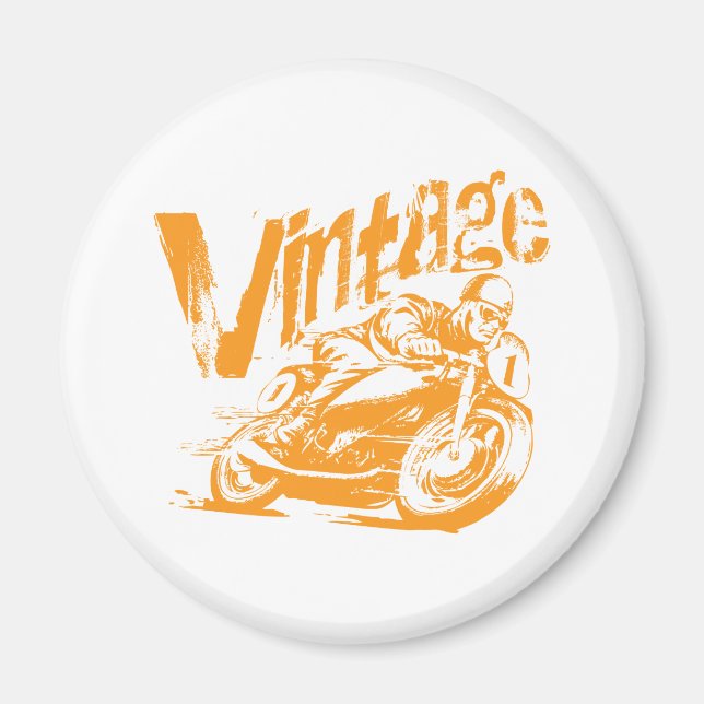 Vintage Motorcycle Racer Magnet (Front)