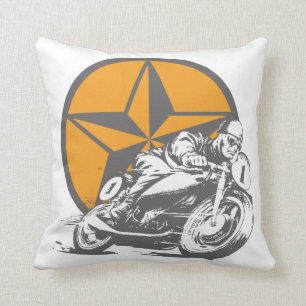 Vintage Motorcycle Racing Circle Star Cushion