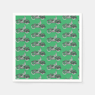 Vintage Motorcycle Rider Antique Cycle Napkin