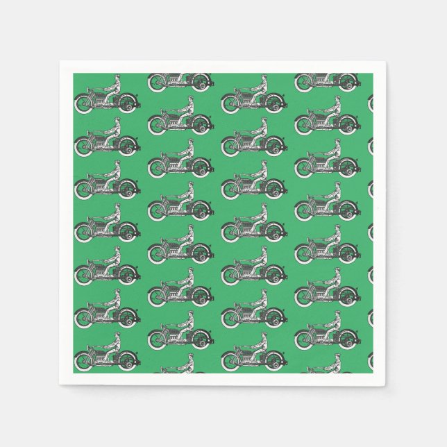 Vintage Motorcycle Rider Antique Cycle  Napkin (Front)